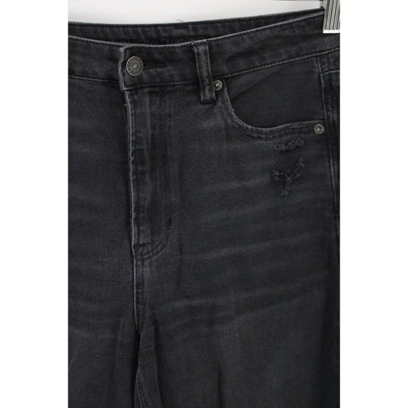 American Eagle Jeans Womens Black Faded Distressed Mom Straight Jeans Size 8 - Picture 5 of 10